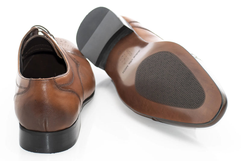 Camel Cap-Toe Derby Lace-Ups