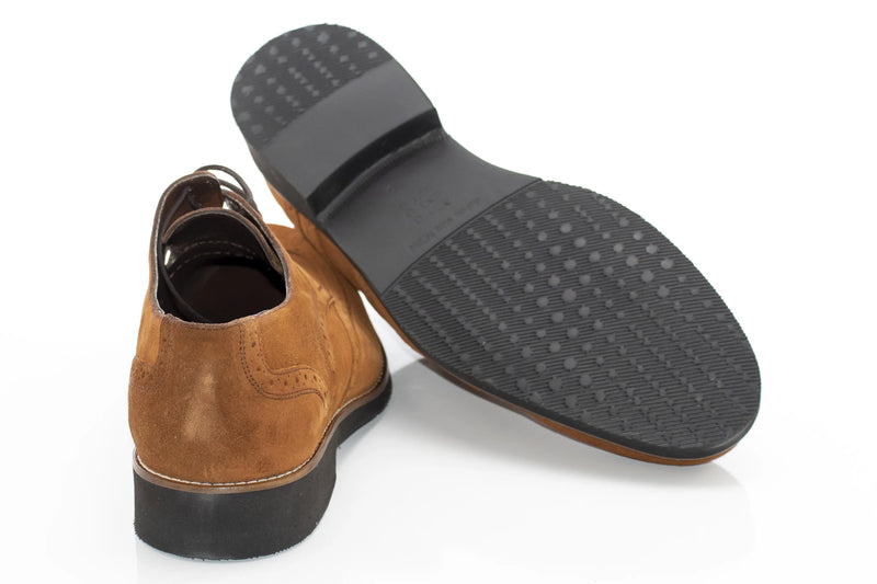 Camel Suede Brogue Derby Lace-Ups