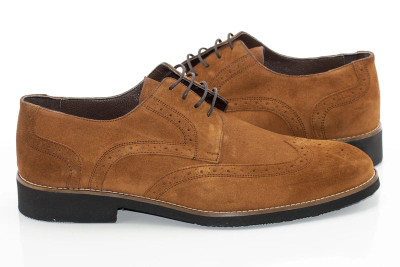 Camel Suede Brogue Derby Lace-Ups