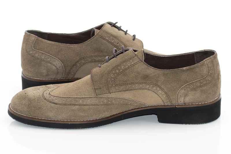 Dark Khaki Suede Brogue Derby Lace-Ups