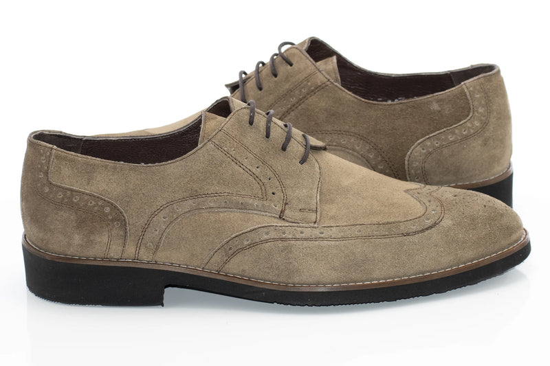 Dark Khaki Suede Brogue Derby Lace-Ups