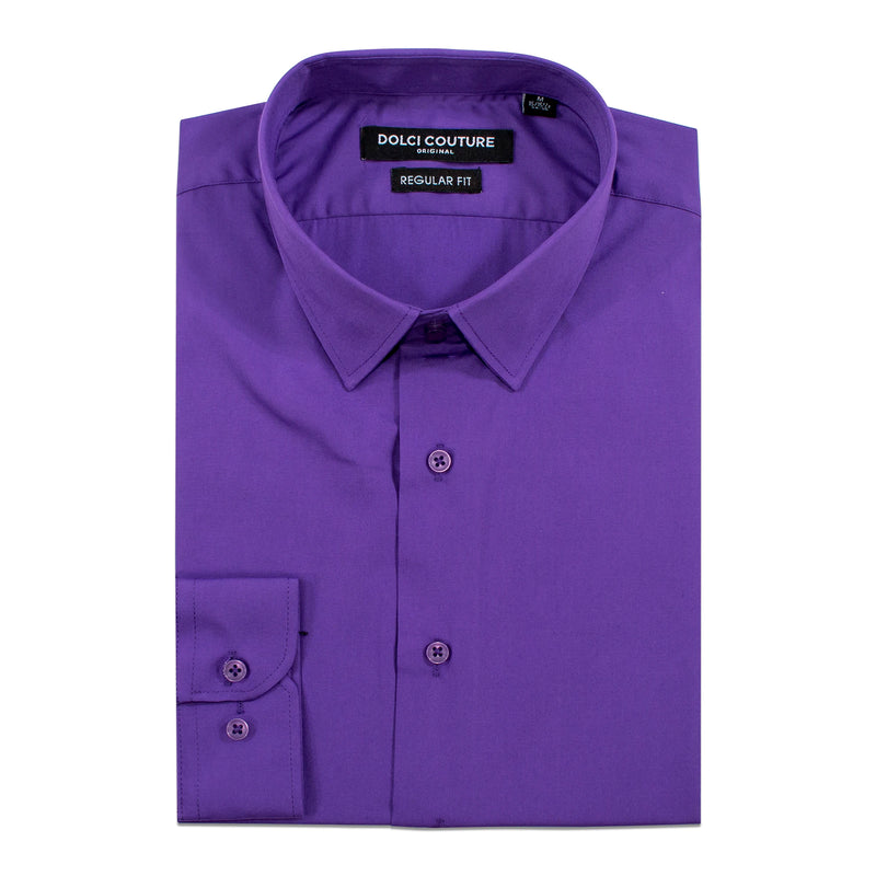 Men's Purple Stretch Regular-Fit Dress Shirt