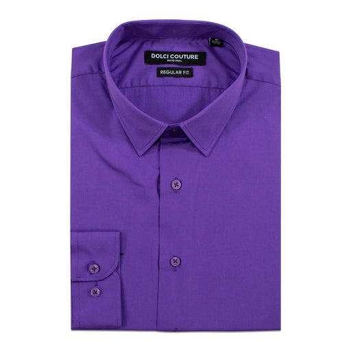 Men's Purple Stretch Regular-Fit Dress Shirt