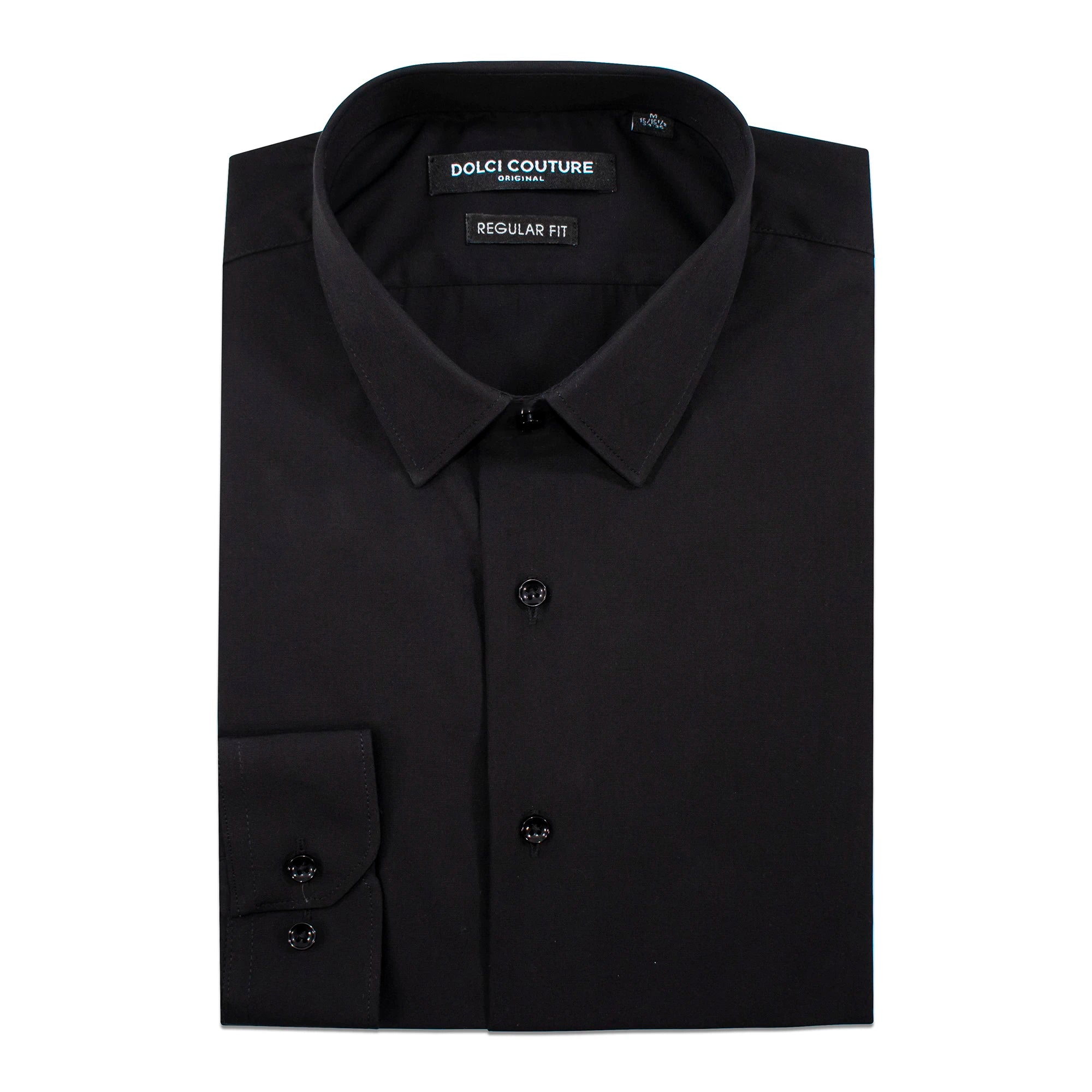 Black Stretch Regular-Fit Dress Shirt