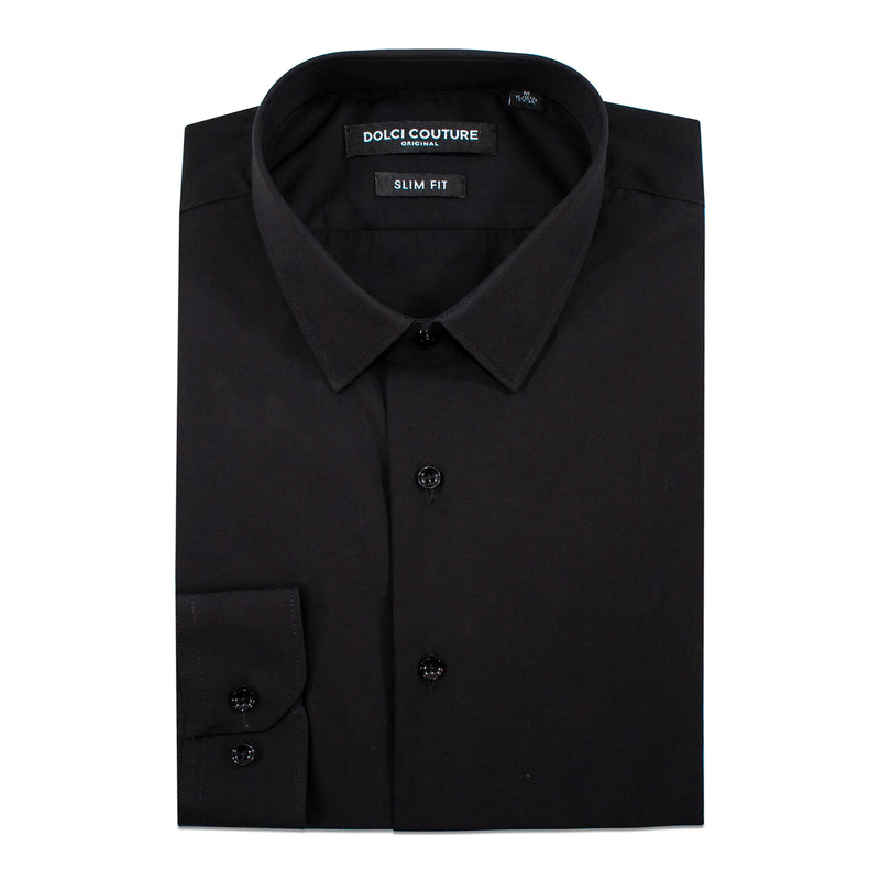 Black Stretch Slim-Fit Dress Shirt L/16-16.5/34-35 / Black Black Stretch Slim-Fit Dress Shirt L/16-16.5/34-35 / Black