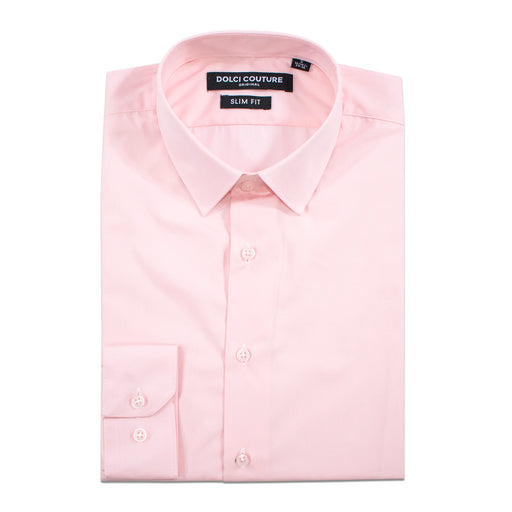 Pink Stretch Slim-Fit Dress Shirt 2XL/18-18.5/34-35 / Pink Pink Stretch Slim-Fit Dress Shirt 2XL/18-18.5/34-35 / Pink