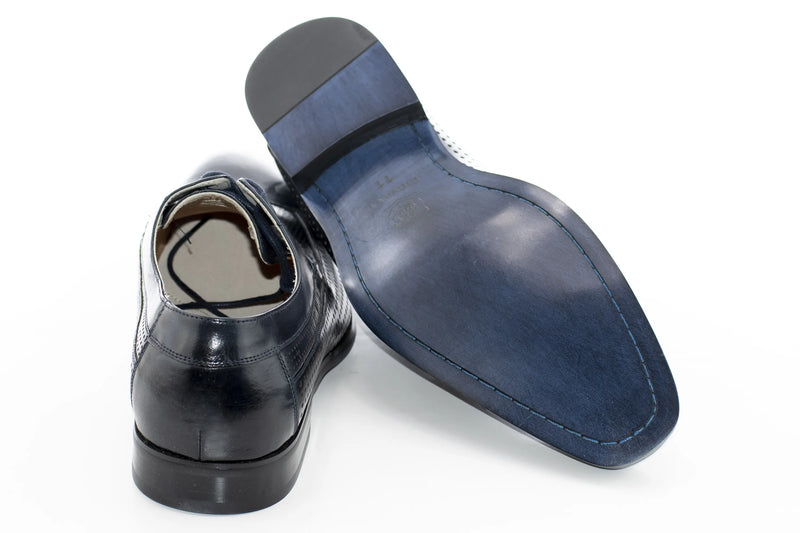 Navy Leather Perforated Lace-Up