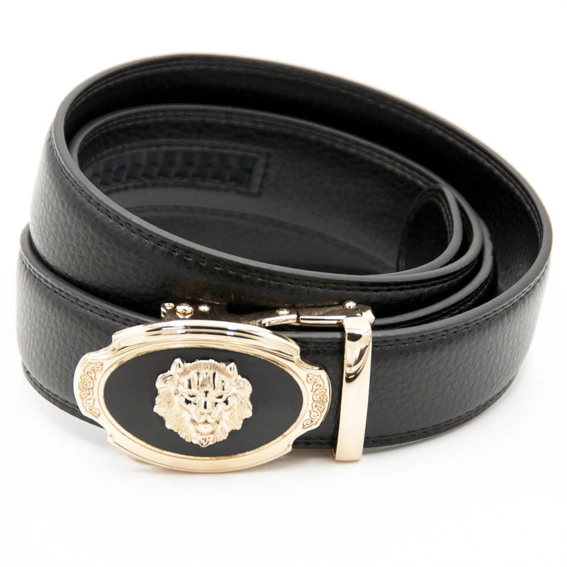 Men's Black And Gold Lion Animal Belt Buckle
