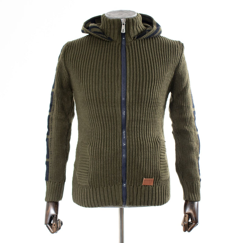 Hunter Green Grecian Regular-Fit Zip-Up Hooded Cardigan