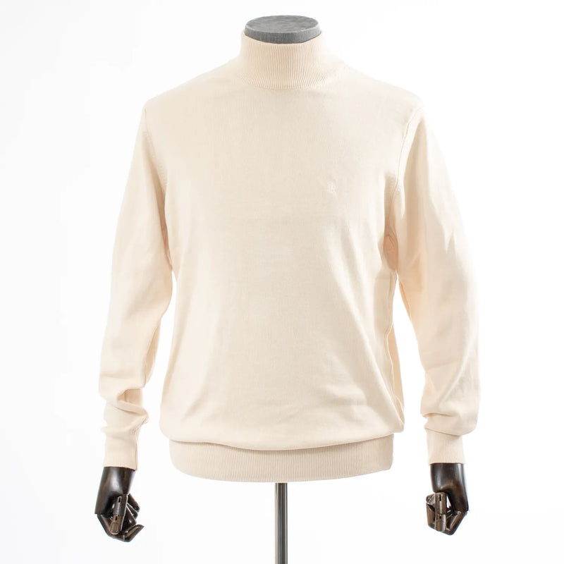 Beige Long Sleeve Mock Turtleneck
