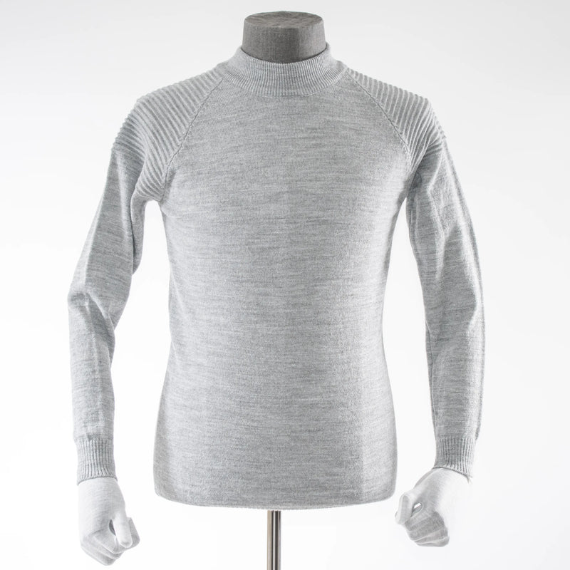 Gray Knit Shoulder Mockneck