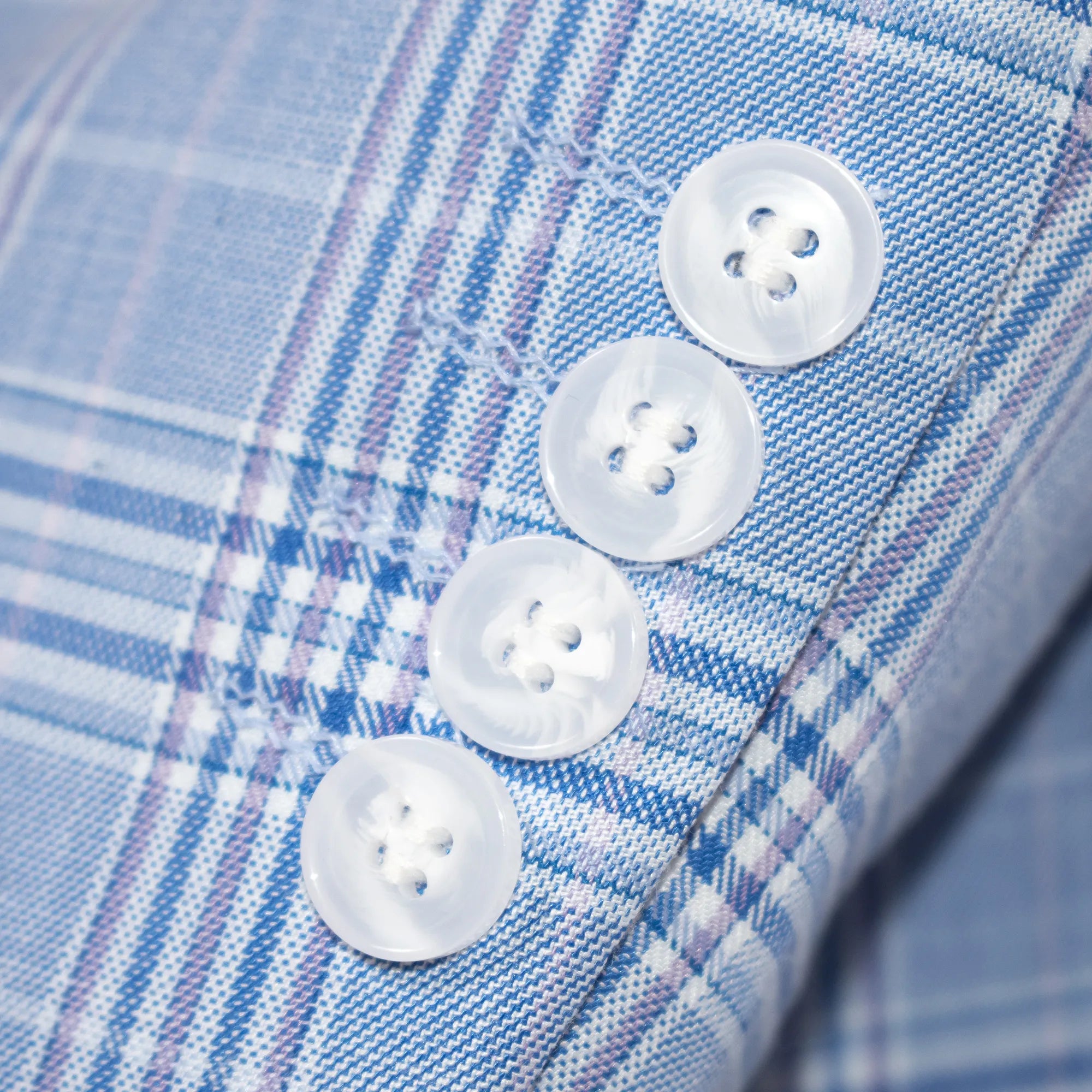 Blue 3-Piece Modern-Fit Plaid Suit With Peak Lapels