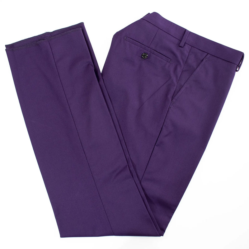 Eggplant 3-Piece Modern-Fit Plaid Suit With Peak Lapels