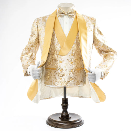Men's Gold Floral Sparkling 3-Piece Tuxedo