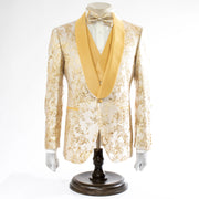 Men's Gold Floral Sparkling 3-Piece Tuxedo