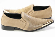 Taupe Brown Rhinestone Loafer - Quarter, Heel