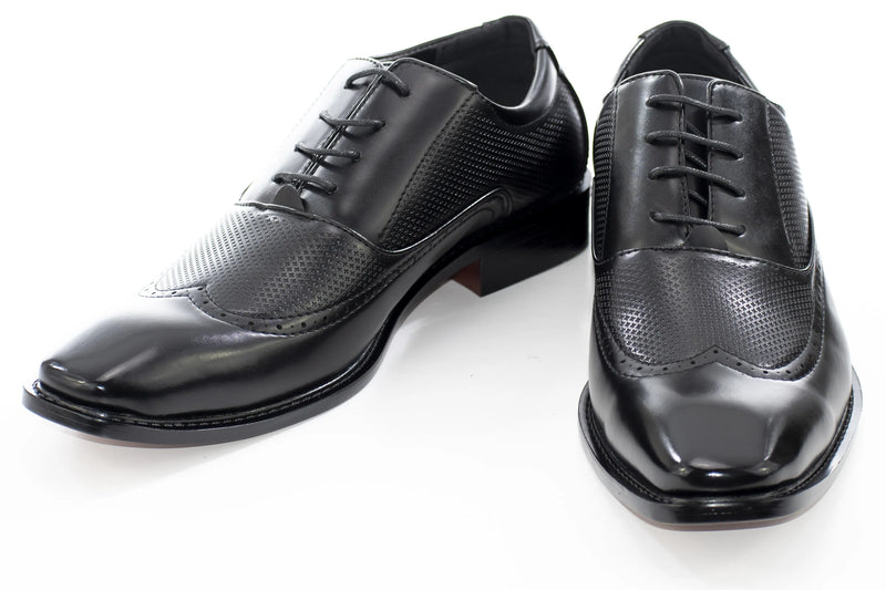 Black Oxford Lace-Up Wingtip Dress Shoe