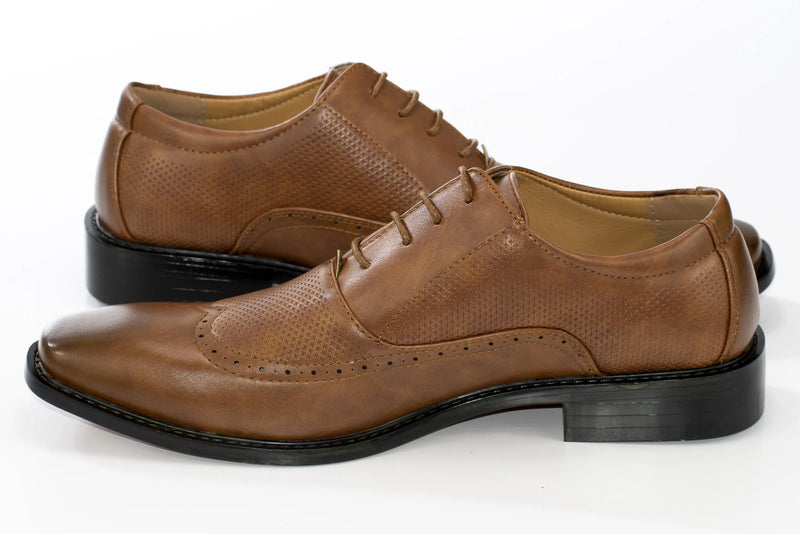 Camel Oxford Lace-Up Wingtip Dress Shoe