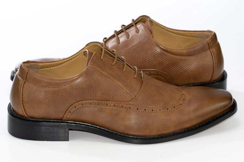 Camel Oxford Lace-Up Wingtip Dress Shoe