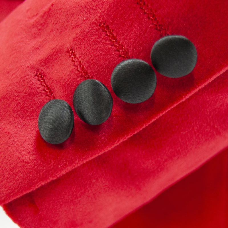 Red Formal Velvet 3-Piece Slim-Fit Tuxedo