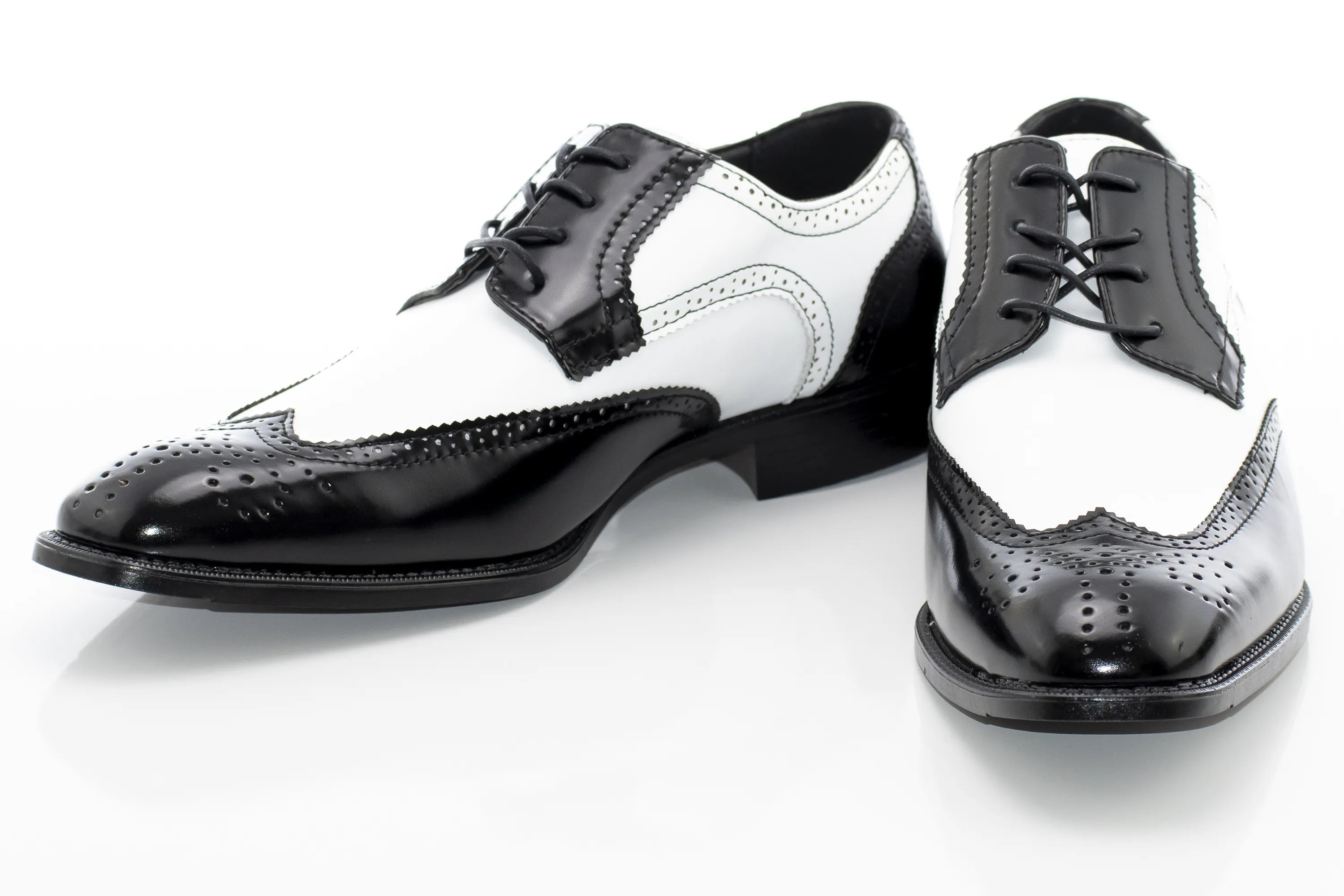 Black And White Wingtip Oxford Dress Shoes 12 / Black/White