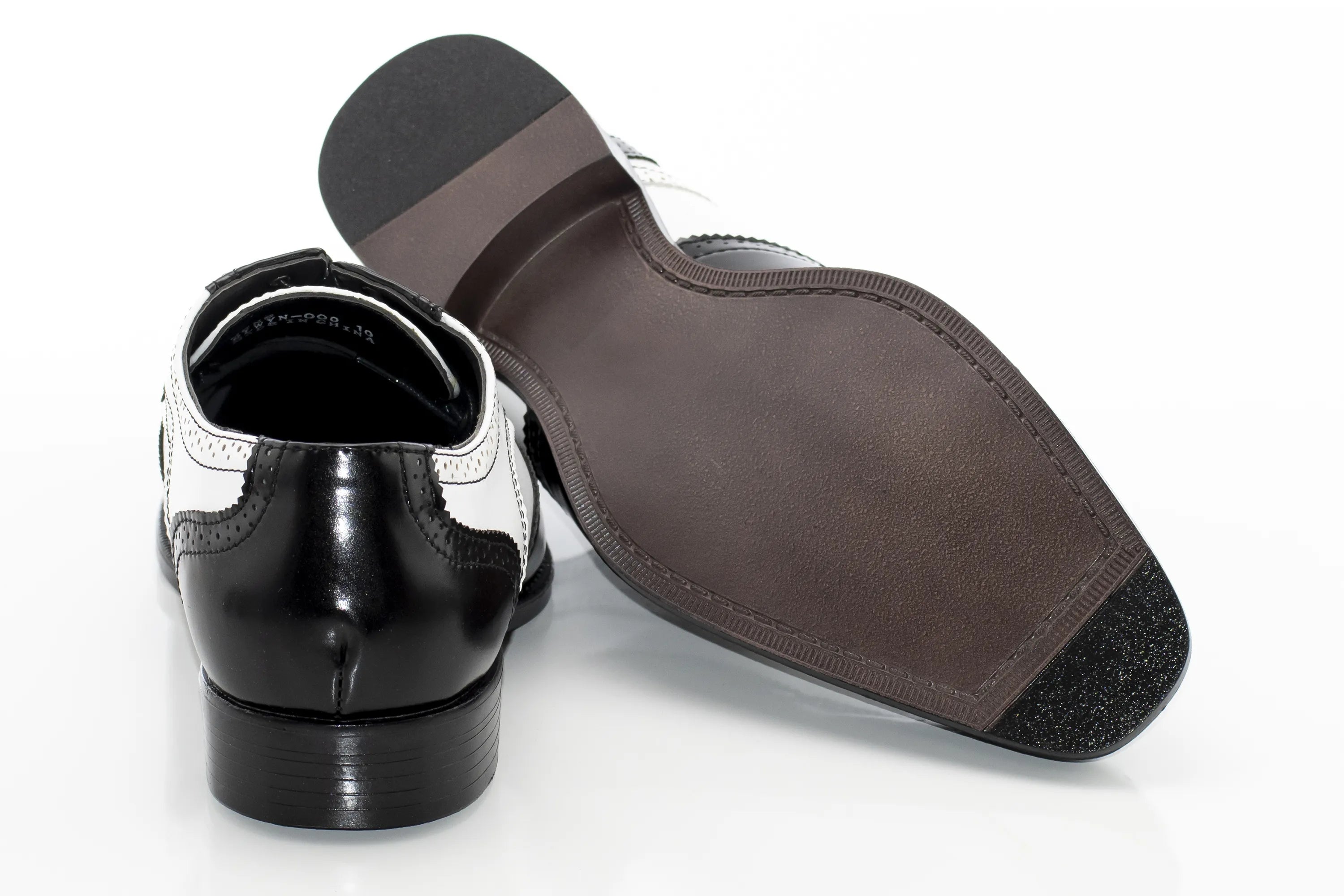 Black And White Wingtip Oxford Dress Shoes 12 / Black/White