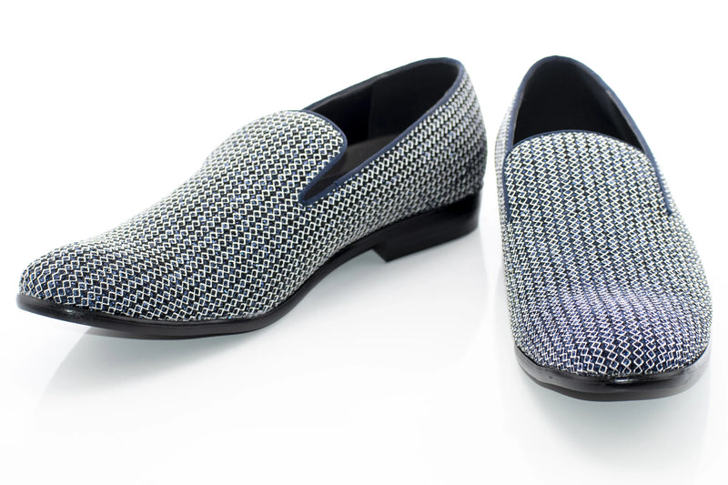 Navy Rhinestone Encrusted Smoking Loafer