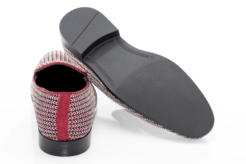 Red Rhinestone Encrusted Smoking Loafer