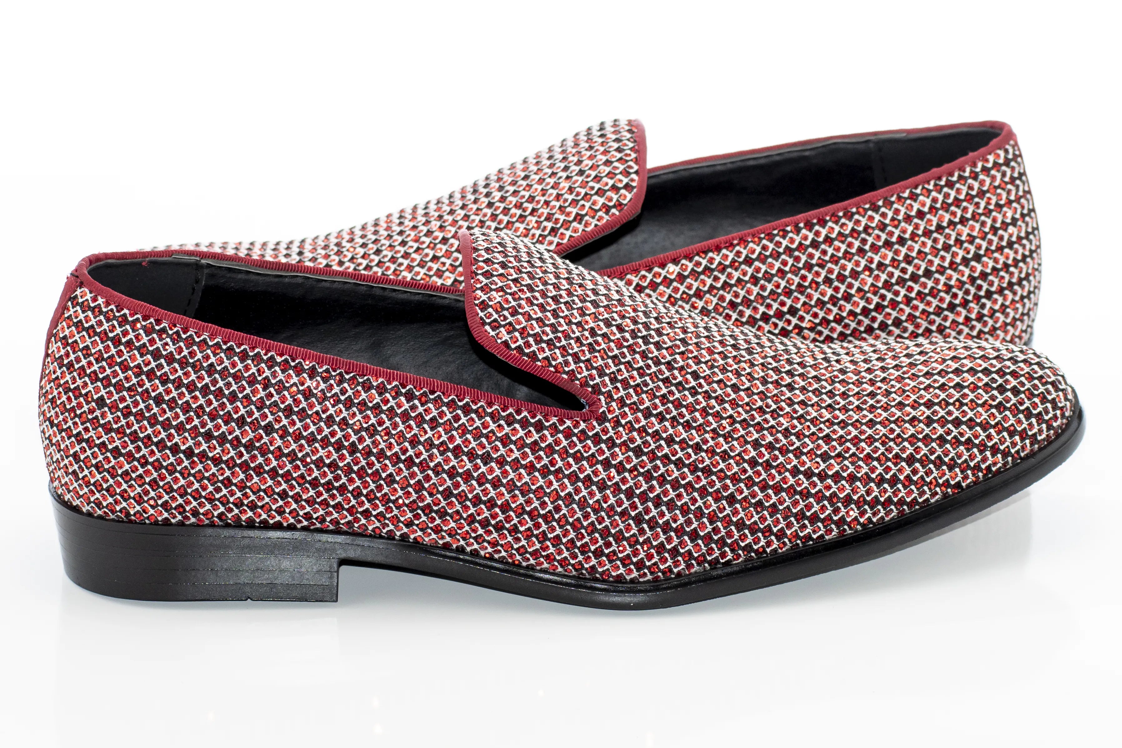 Red Rhinestone Encrusted Smoking Loafer