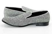 Silver Rhinestone Encrusted Smoking Loafer