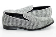 Silver Rhinestone Encrusted Smoking Loafer