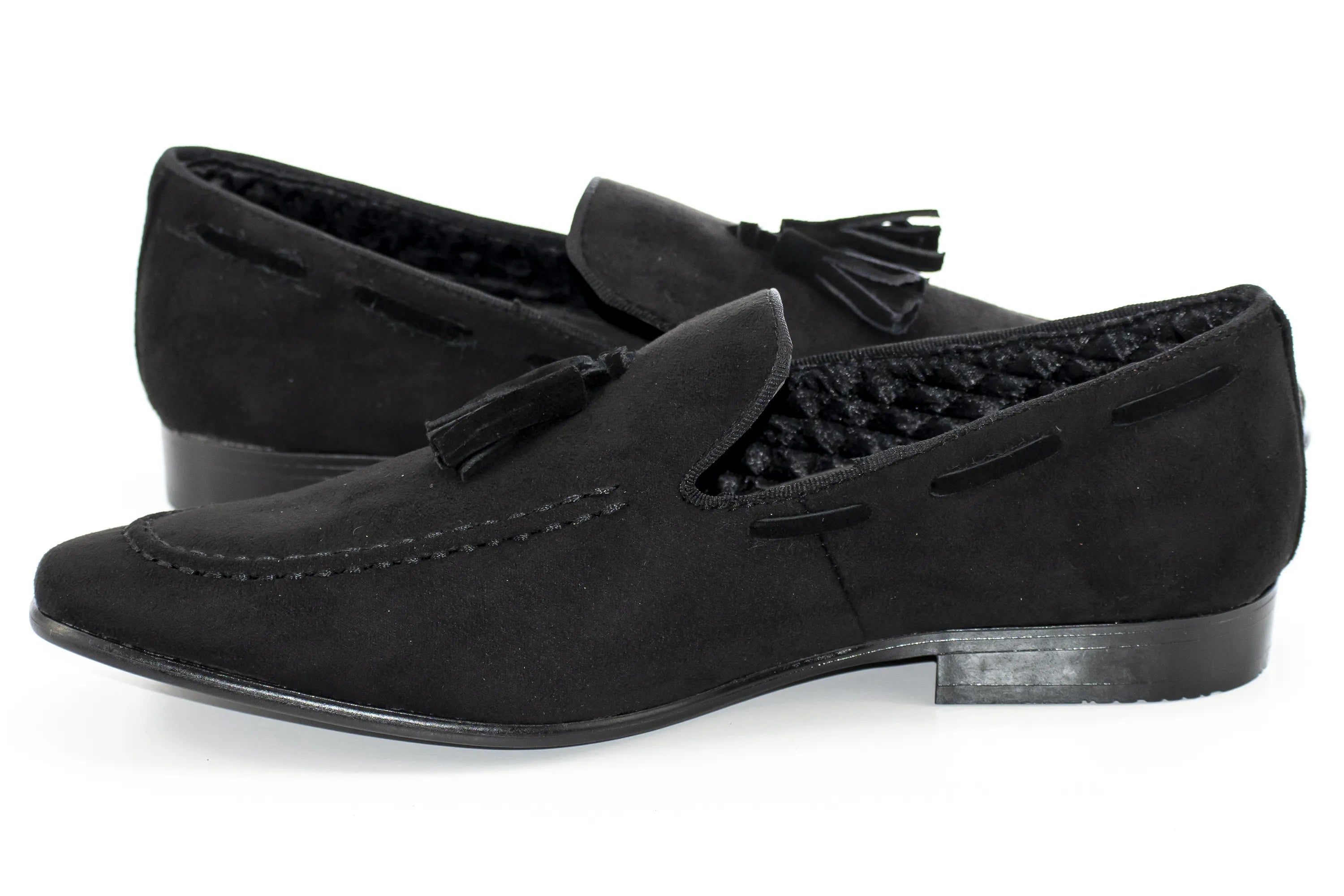 Black Ultrasuede Loafer With Matching Tassels