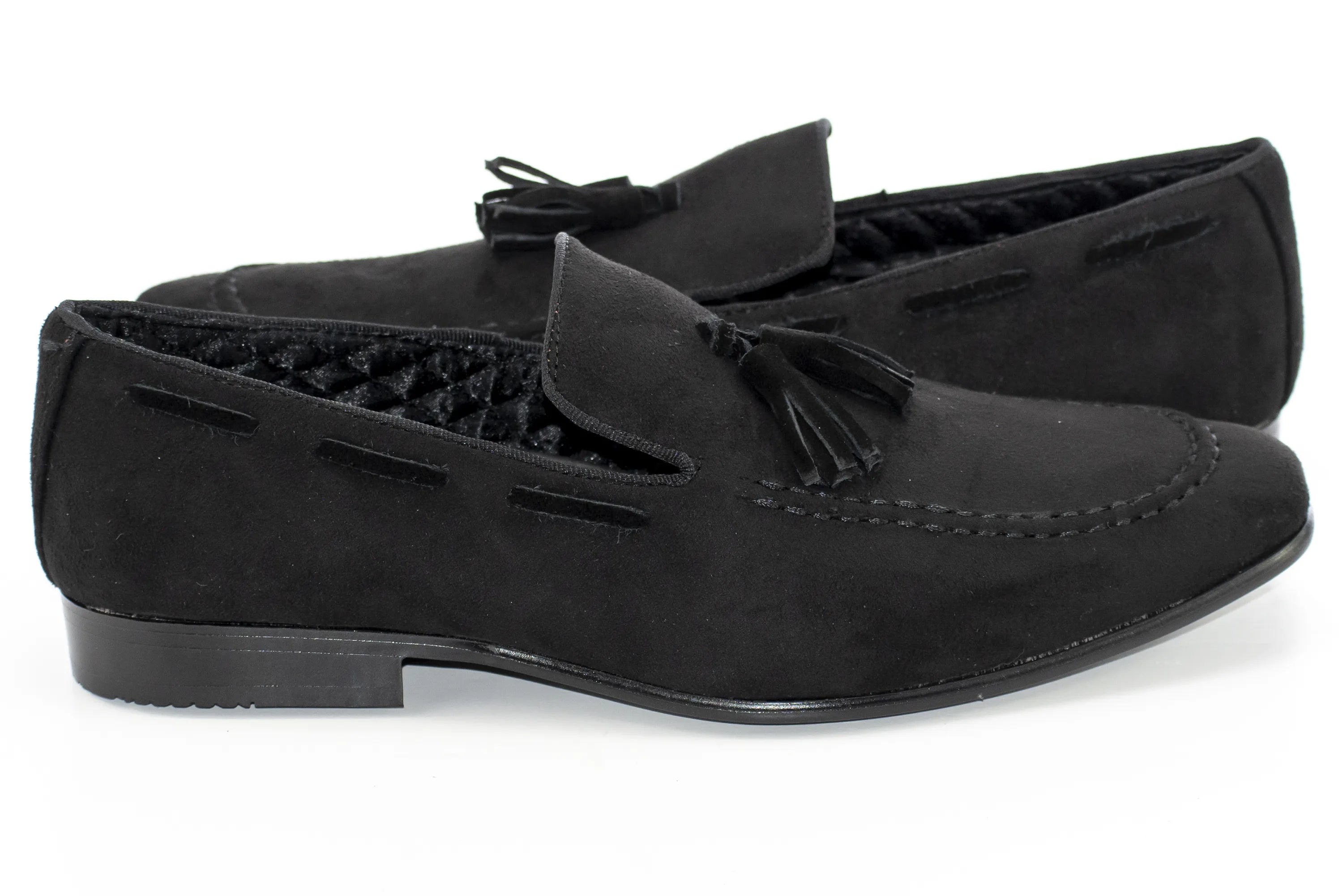 Black Ultrasuede Loafer With Matching Tassels