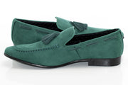 Men's Green Suede Leather Loafer With Tassels