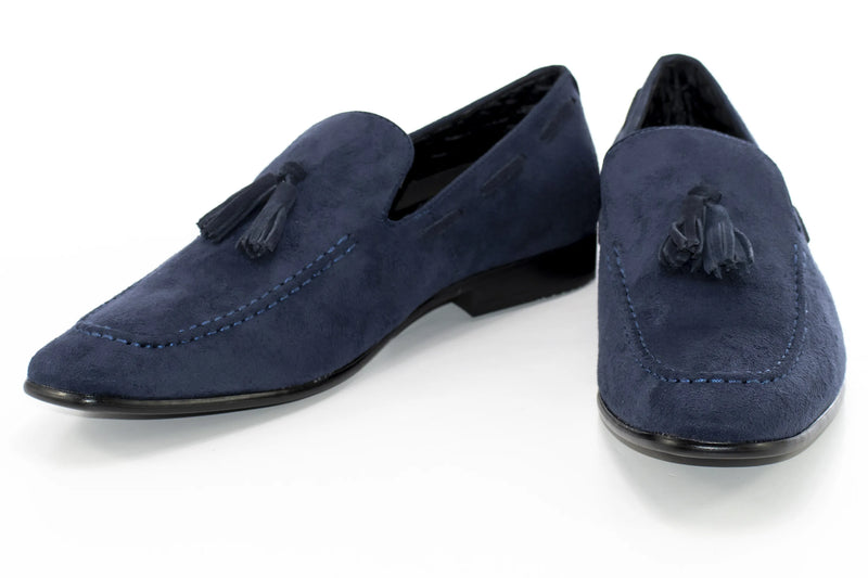 Navy Ultrasuede Loafer With Matching Tassels