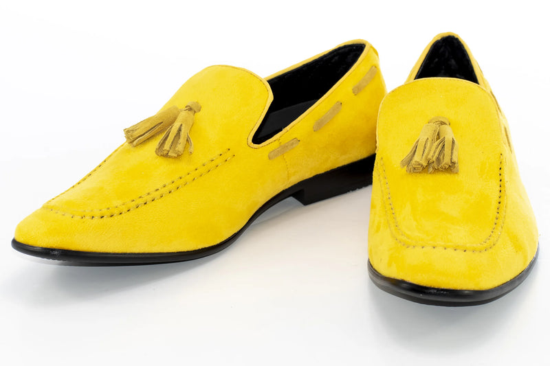 Men's Yellow And Black Suede Leather Dress Loafer
