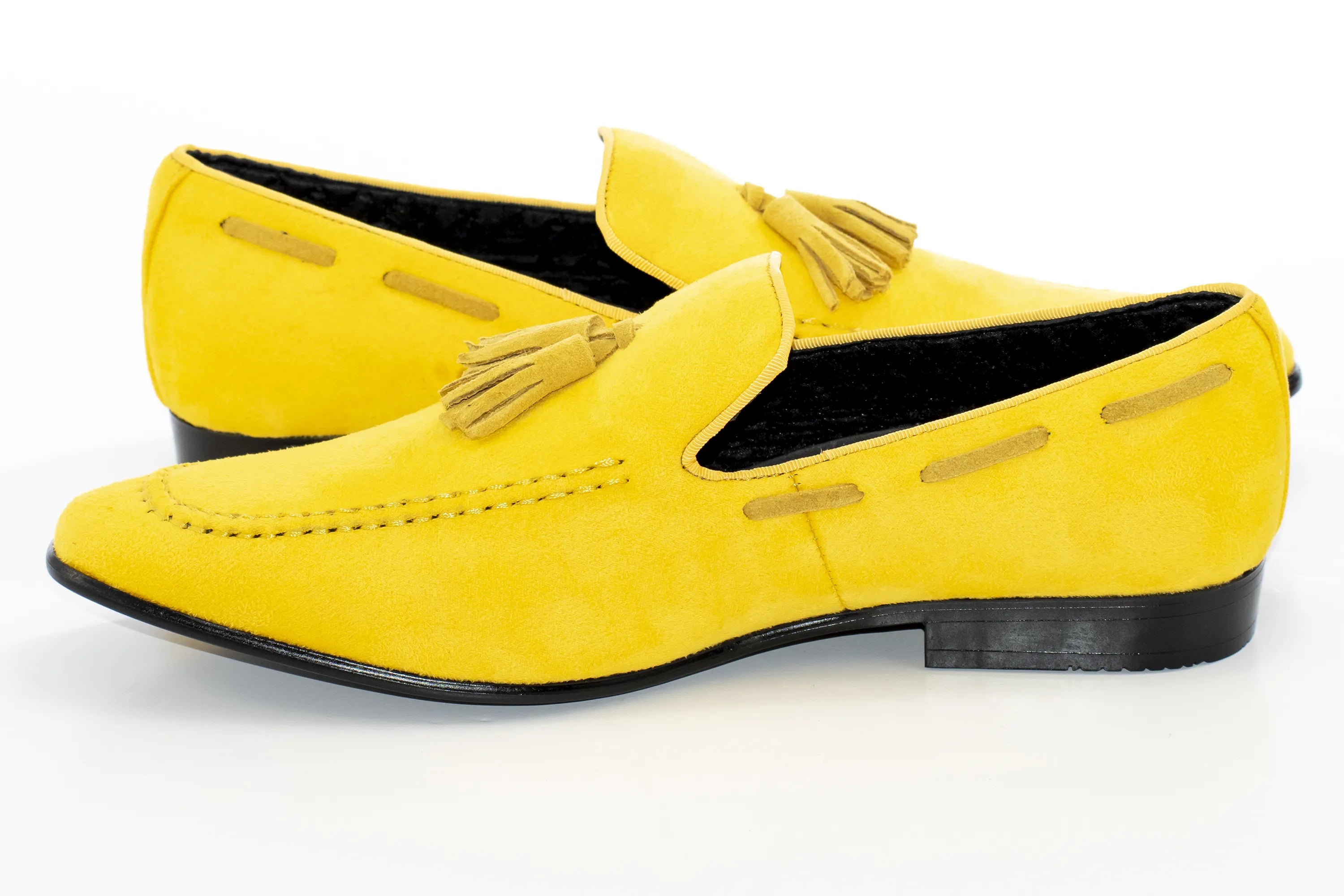Men's Yellow And Black Suede Leather Dress Loafer