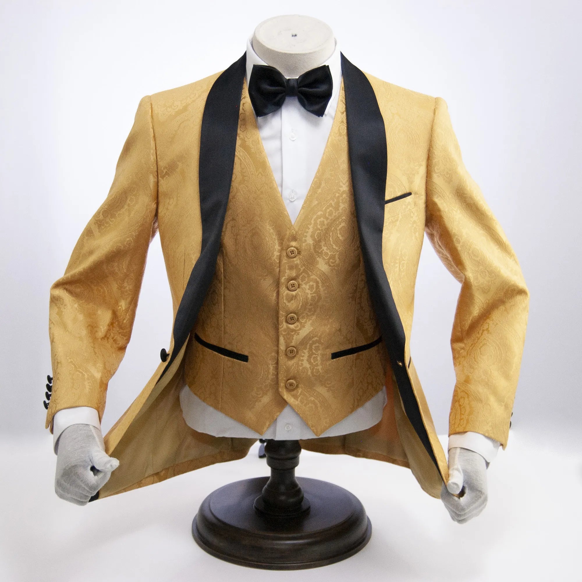 Gold Paisley 3-Piece Slim-Fit Tuxedo