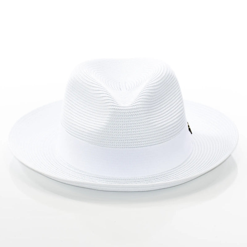 Men's White Straw Snap Brim Fedora