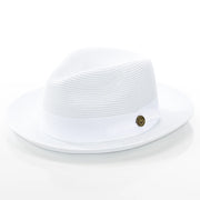 Men's White Straw Snap Brim Fedora
