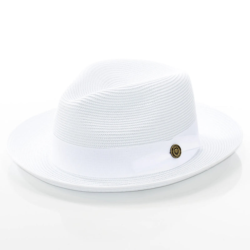 Men's White Straw Snap Brim Fedora