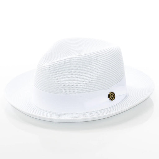 Men's White Straw Snap Brim Fedora