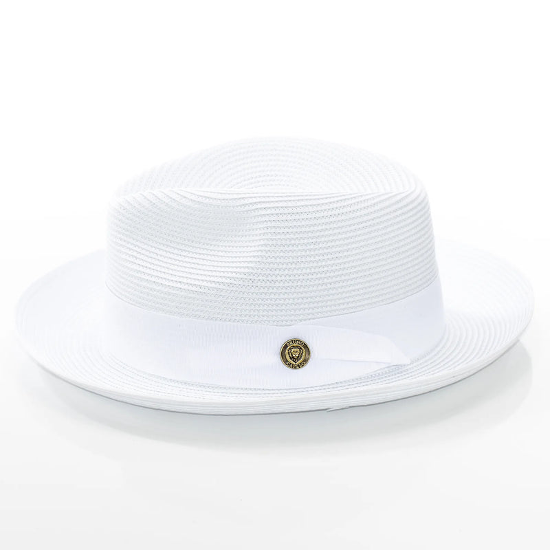 Men's White Straw Snap Brim Fedora
