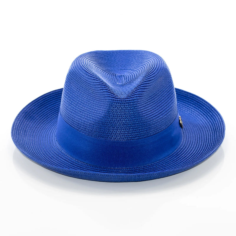 Men's Royal Blue Straw Snap Brim Fedora