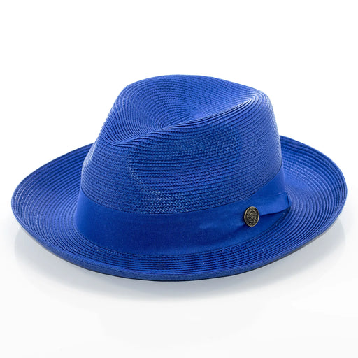 Men's Royal Blue Straw Snap Brim Fedora