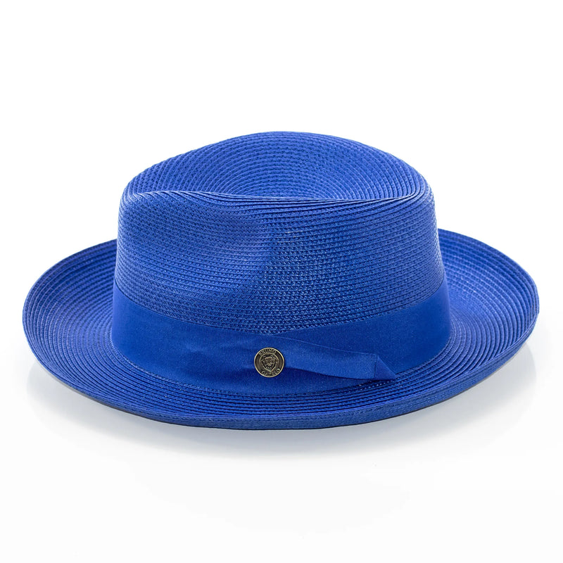Men's Royal Blue Straw Snap Brim Fedora