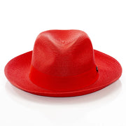 Men's Red Straw Snap Brim Fedora
