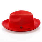 Men's Red Straw Snap Brim Fedora