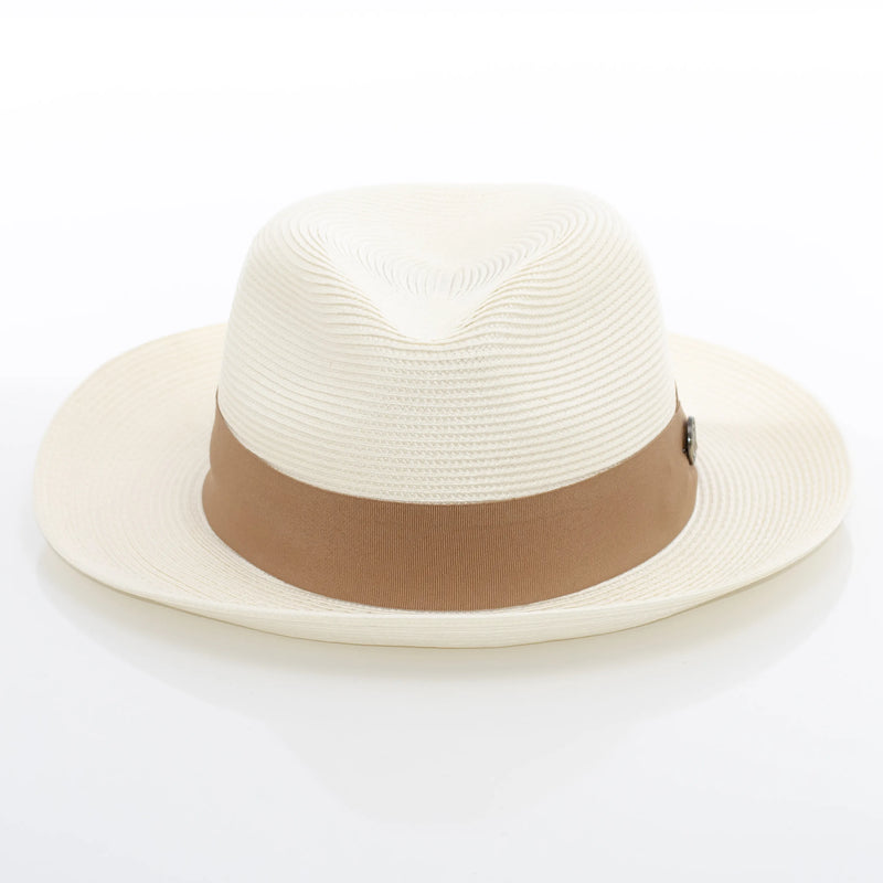 Men's Natural White Straw Snap Brim Fedora