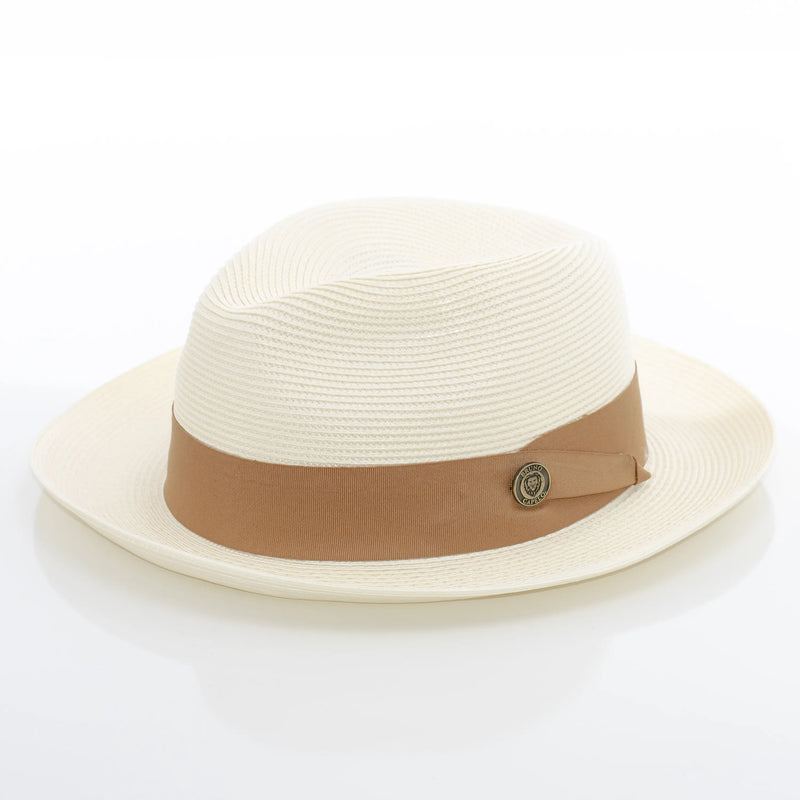 Men's Natural White Straw Snap Brim Fedora